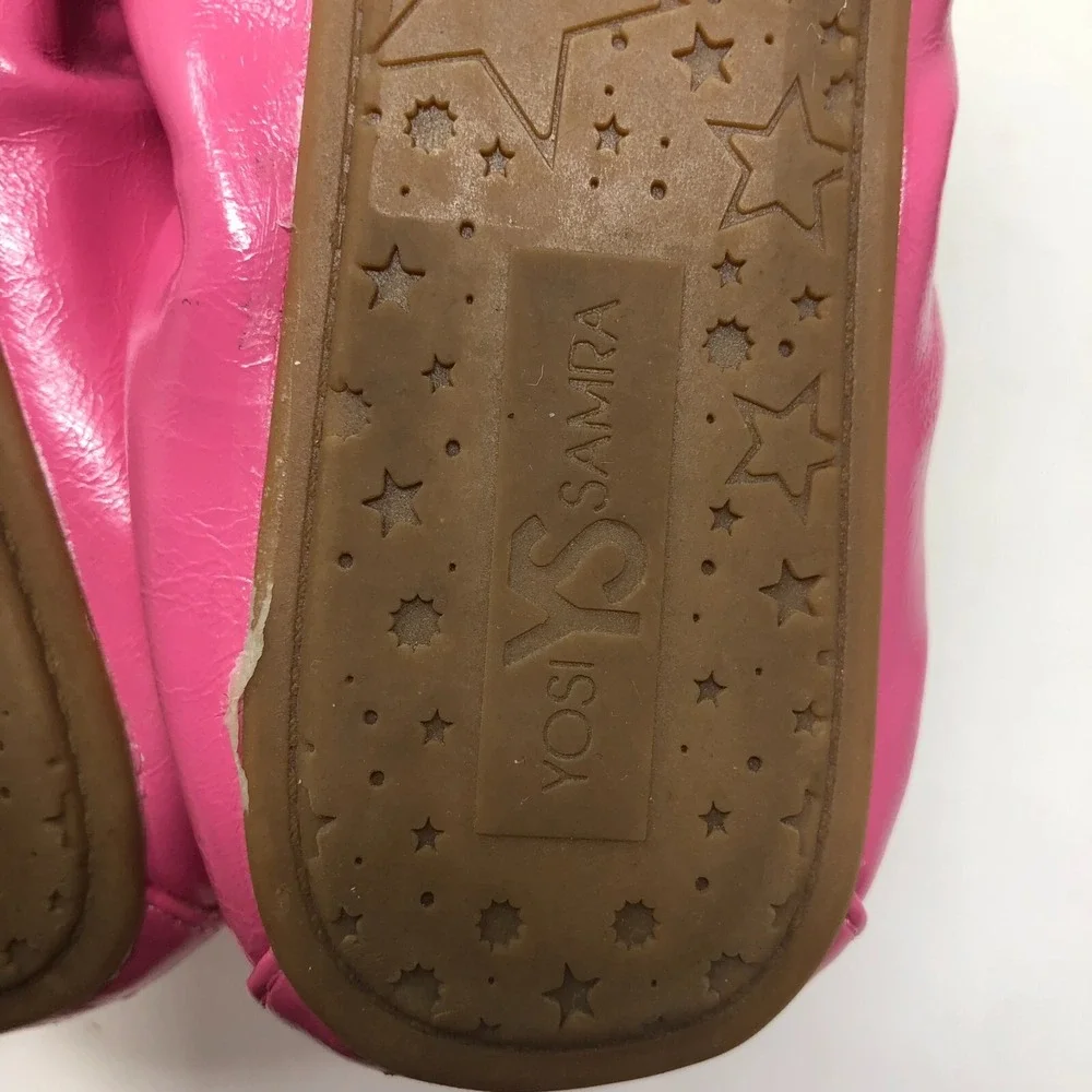 Yosi Samra Ballet Flat Shoes Girls 4 Pink Faux Patent Leather Stretch Comfort